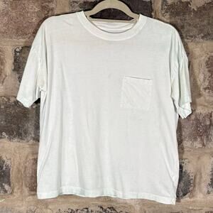 Rachel Zoe Tie-Dye Pocket Tee S White & Blue Faded Tie Dye 100% Cotton Casual‎